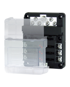 MultiMarine sikringsholder med minus-skinne for 6 sikringer